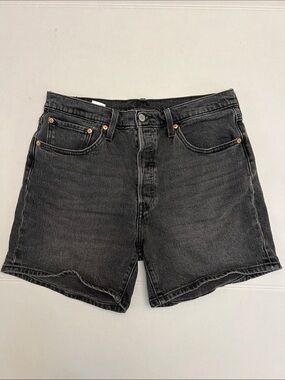 LEVI’S BLACK DENIM JORT SHORTS HIGH RISE  SIZE 32 BUTTON FLY